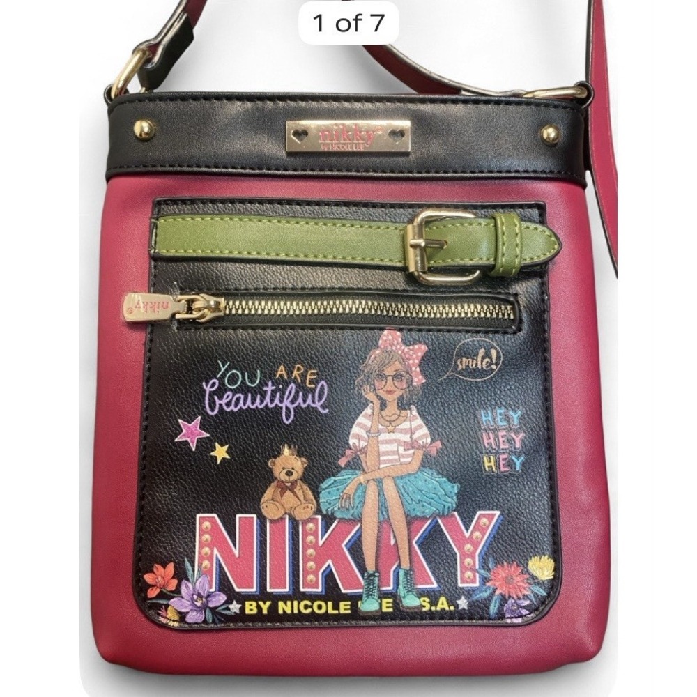 Nicole Lee NIKKY Multicolor Polka Dot Crossbody Bag Zip, Adjustable Strap